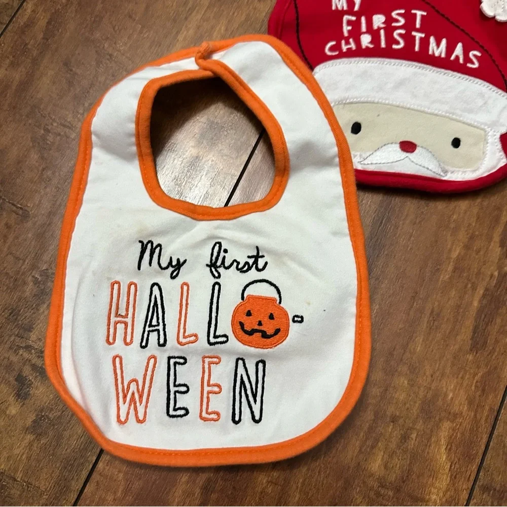 Festive holiday Baby Bib Set - Fourth of July, Halloween, Christmas
